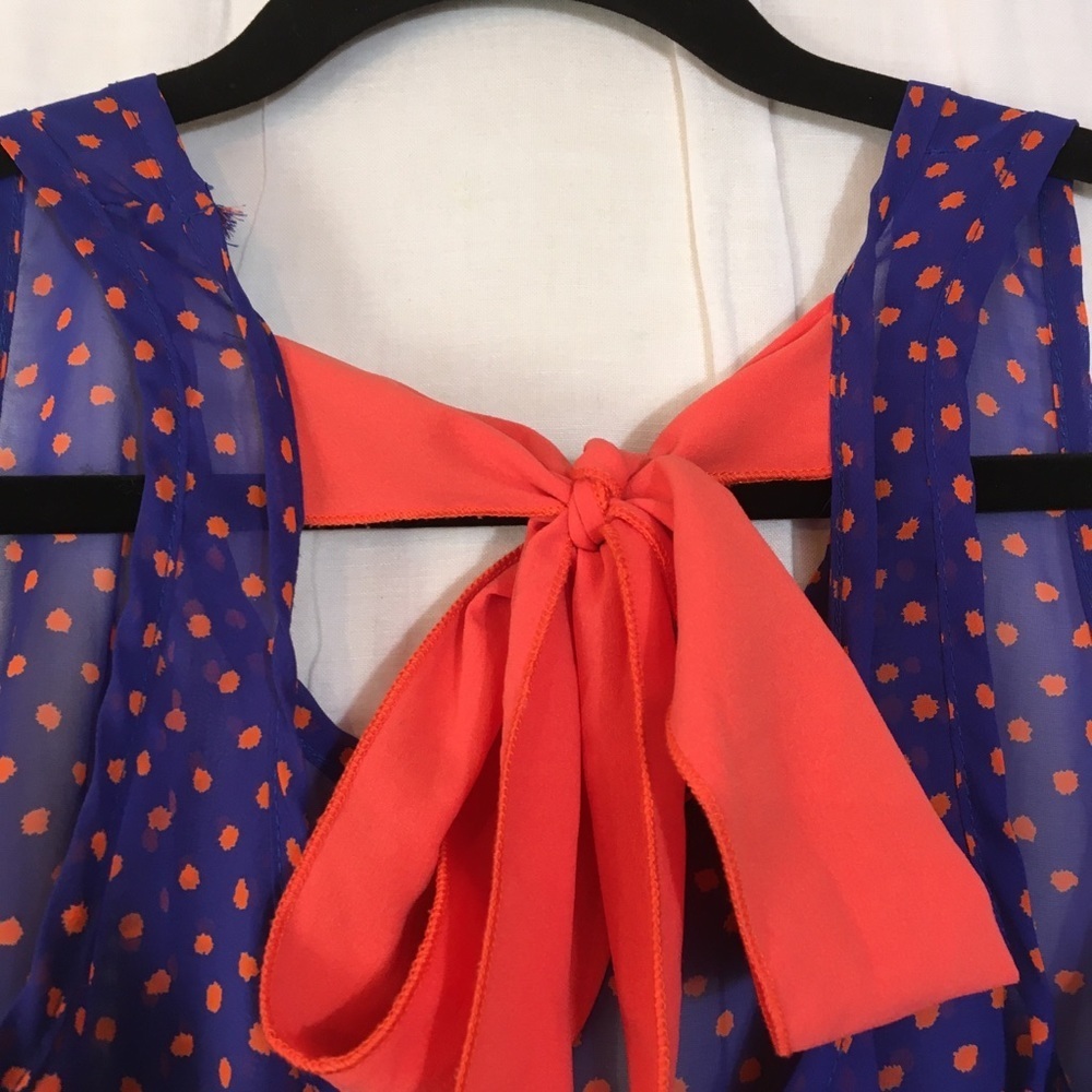 Semi Sheer Sleeveless Tank Bow Tie Back - Picture 6 of 8